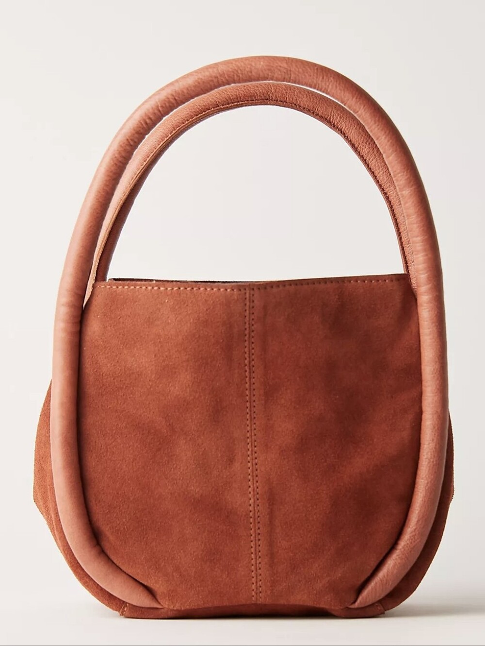 Free People Barlow Bucket Bag Suede Leather Rust Red Handbag Purse NWT $78